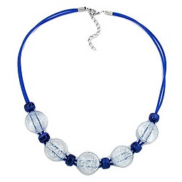 necklace blue and transparent beads 48cm