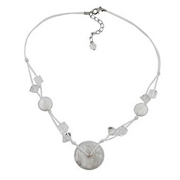 necklace white disk white cord 48cm