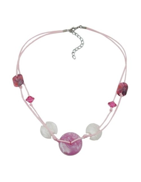 necklace pink disk and cord 50cm