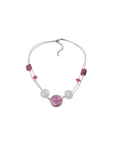 necklace pink disk and cord 50cm