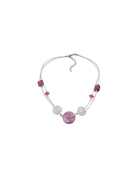 necklace pink disk and cord 50cm