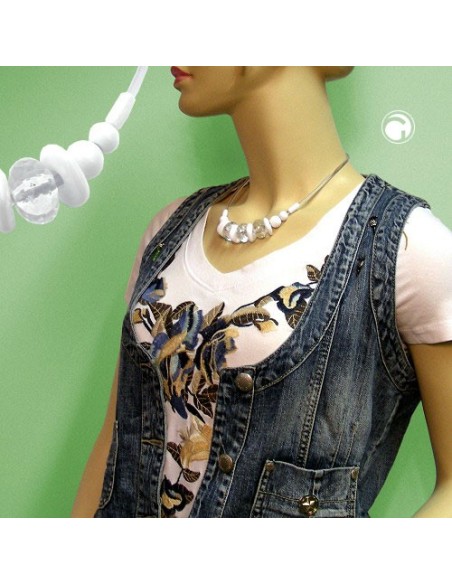 necklace transparent/faceted/white beads