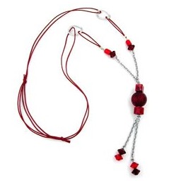 necklace red beads 90cm