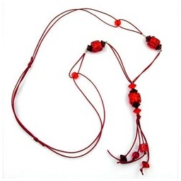 necklace red beads 95cm