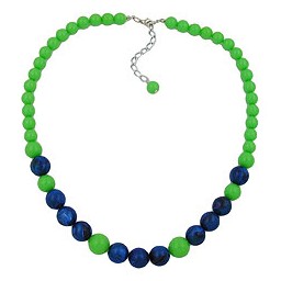 necklace apple green/ blue beads