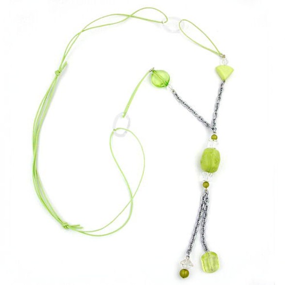 necklace lightgreen beads 90cm