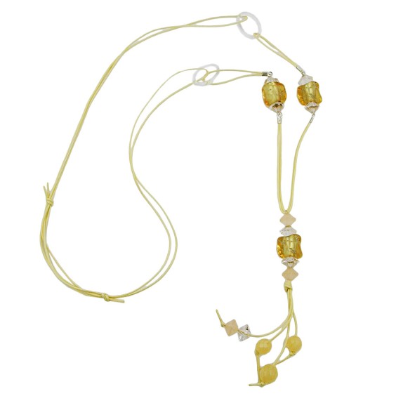 necklace yellow beads 100cm