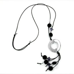 necklace grey-black beads 90cm