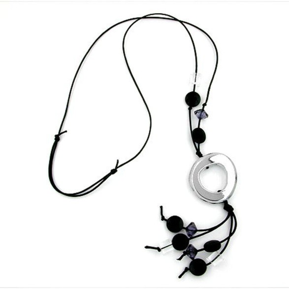 necklace grey-black beads 90cm