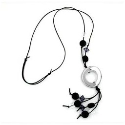 necklace grey-black beads 90cm