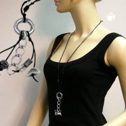 necklace grey-black beads 90cm