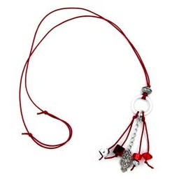 necklace red( silver-grey beads