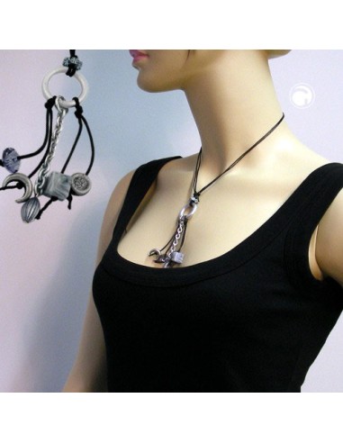 necklace grey beads 90cm