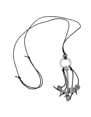 necklace grey beads 90cm