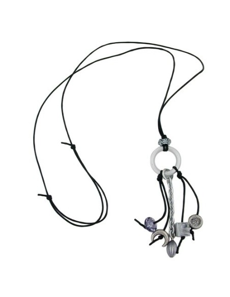 necklace grey beads 90cm