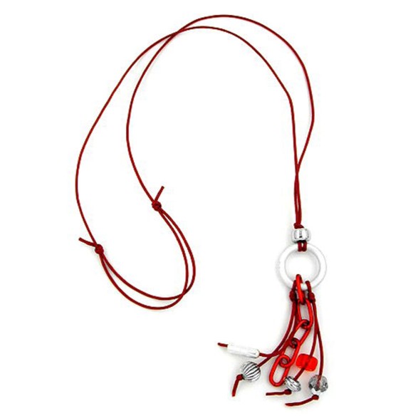 necklace grey/ red beads