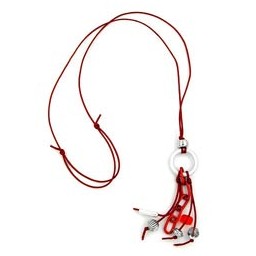 necklace grey/ red beads