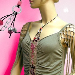 necklace silver-grey / pink beads