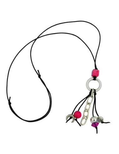 necklace silver-grey / pink beads