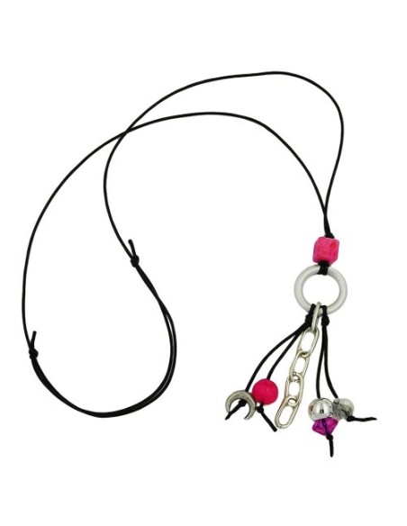 necklace silver-grey / pink beads