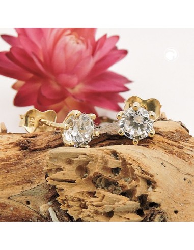 stud earrings 5mm white cubic zirconia 9k gold