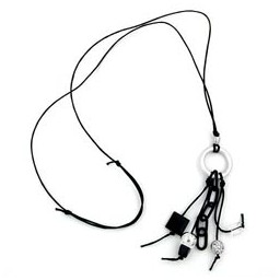 necklace silver-grey/ black beads