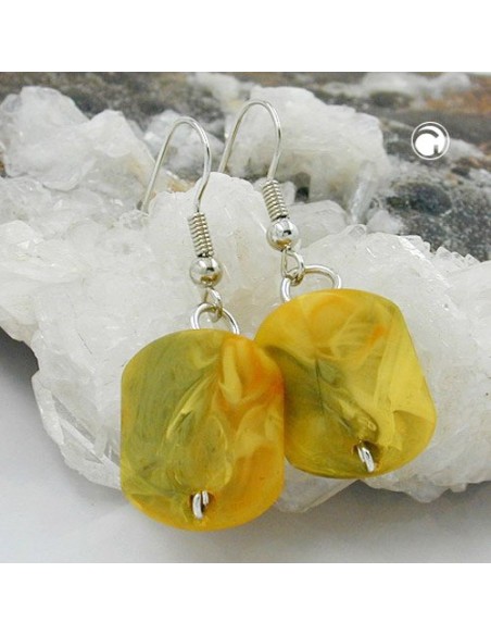 hook earrings slanted bead yellow
