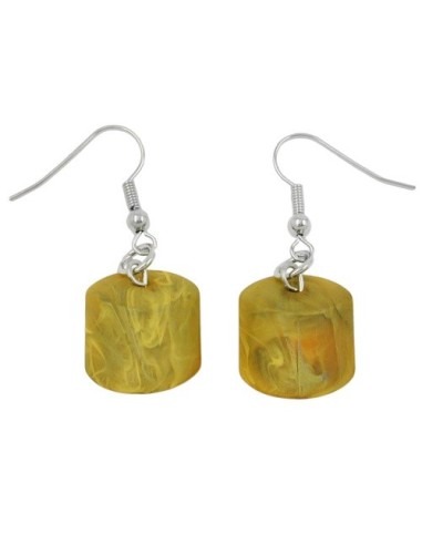 hook earrings slanted bead yellow