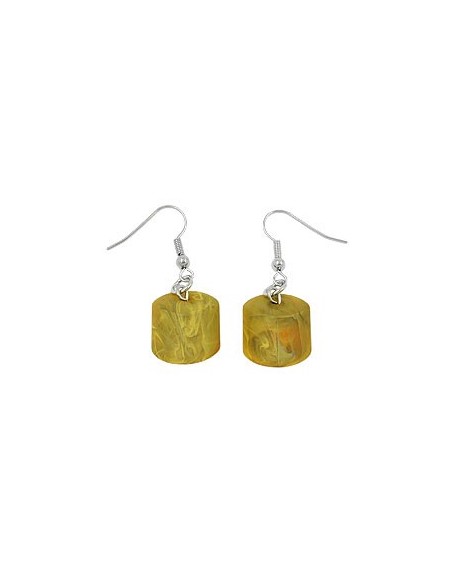 hook earrings slanted bead yellow