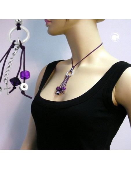 necklace grey beads 90cm