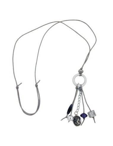 necklace light grey/ blue beads