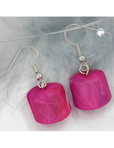 hook earrings slanted bead pink