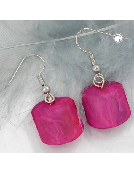 hook earrings slanted bead pink