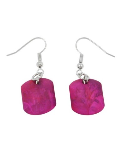 hook earrings slanted bead pink