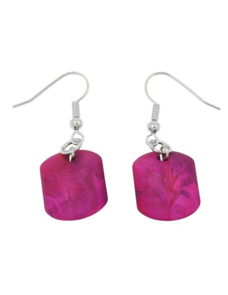 hook earrings slanted bead pink