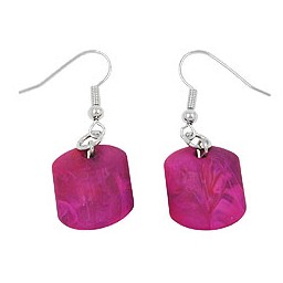 hook earrings slanted bead pink