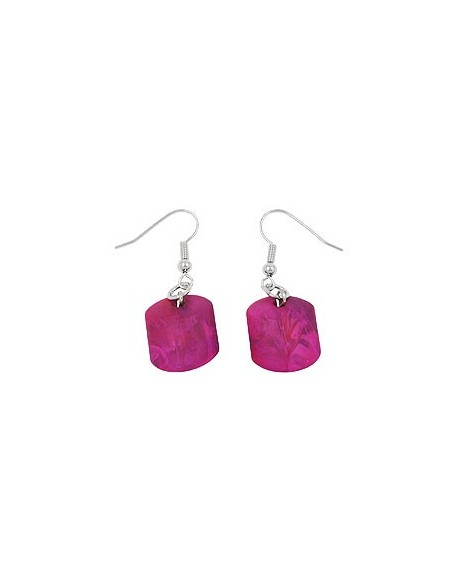 hook earrings slanted bead pink