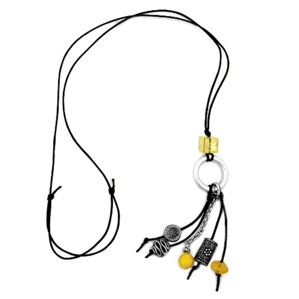 necklace grey/ yellow beads