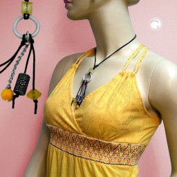 necklace grey/ yellow beads