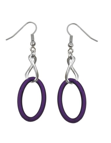 hook earrings chain links lilac and blackened silver colour