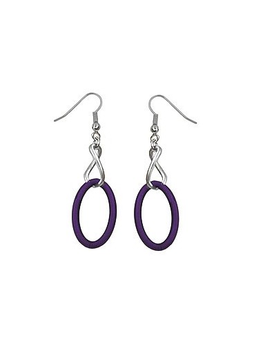 hook earrings chain links lilac and blackened silver colour