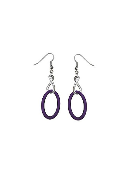 hook earrings chain links lilac and blackened silver colour