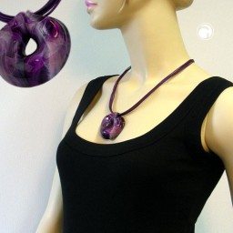 necklace amulett lilac marbled 55cm