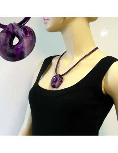 necklace amulett lilac marbled 55cm