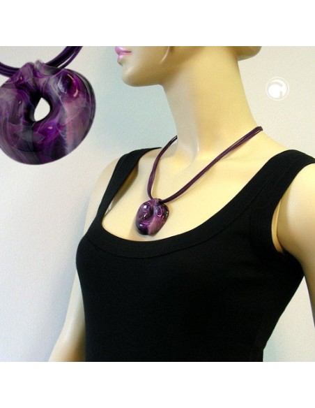 necklace amulett lilac marbled 55cm