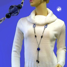 necklace blue globe & rings dark-blue beads