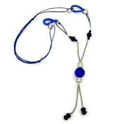 necklace blue globe & rings dark-blue beads