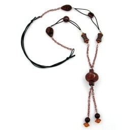 necklace rusty-brown globe & beads