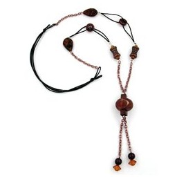 necklace rusty-brown globe & beads