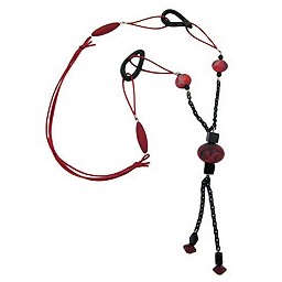 necklace red-black beads 90cm